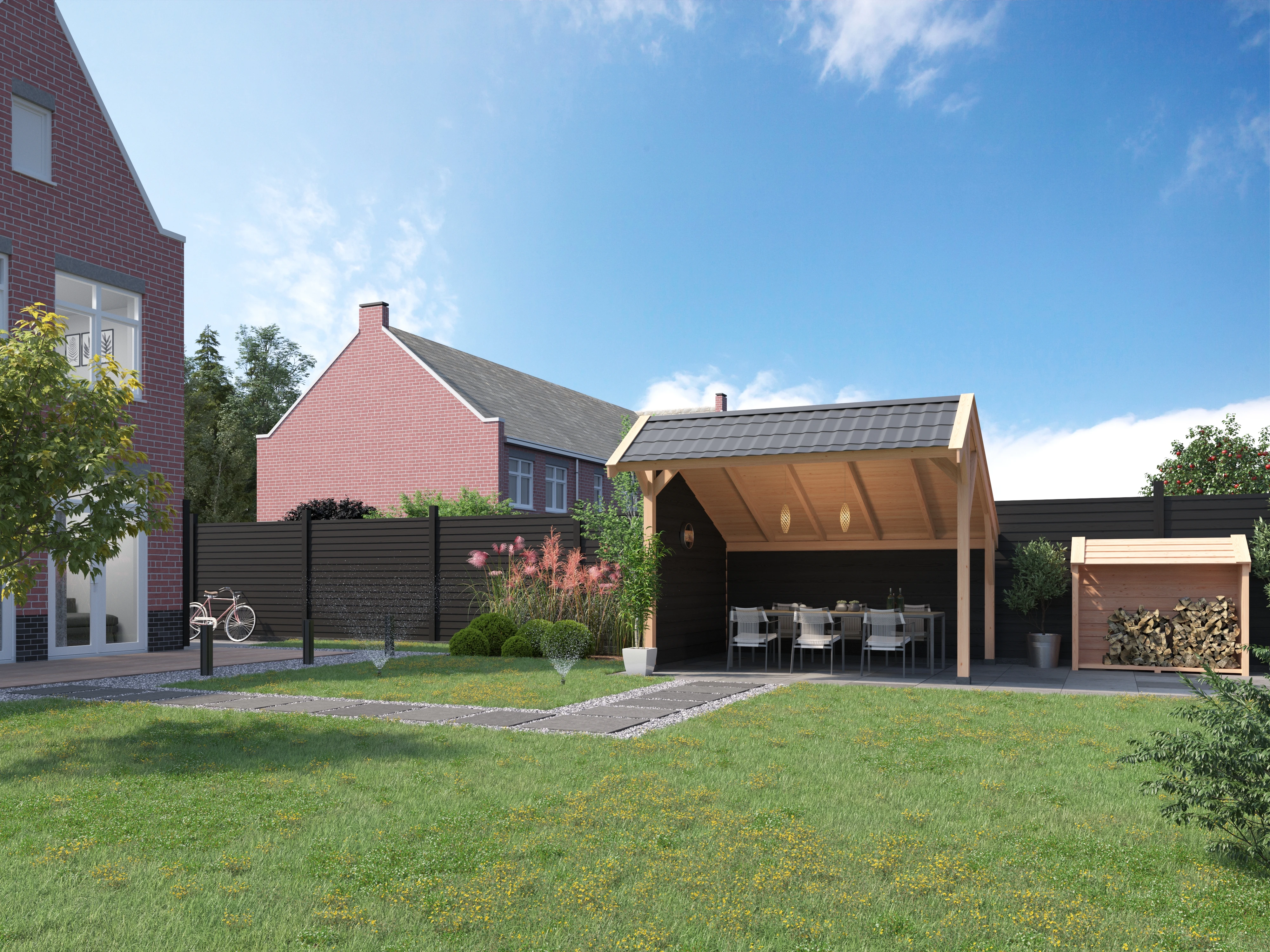 Douglas kapschuur, 900 x 300, met achterwand en twee zijwanden, Westwood Comfort - Afbeelding 2